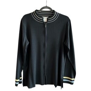 Misook Classic Vintage Cardigan Tunic Style Zip Front Size L